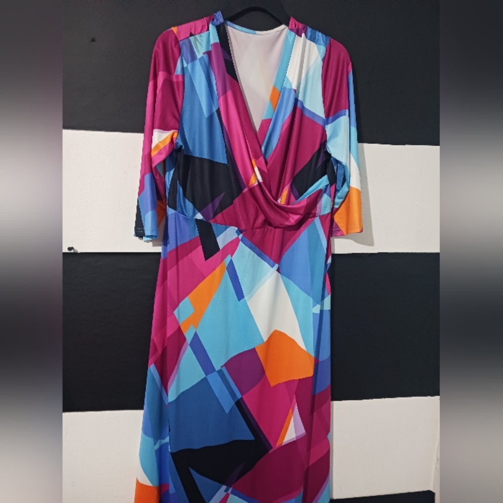 Women Multicolor block tie belted maxi dress - Picture 7 of 13